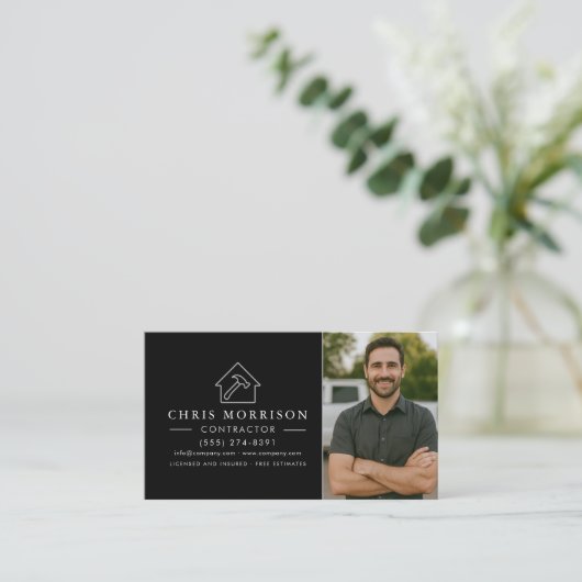 General Construction Contractor Photo QR Code  Visitekaartje (Staand voorkant)