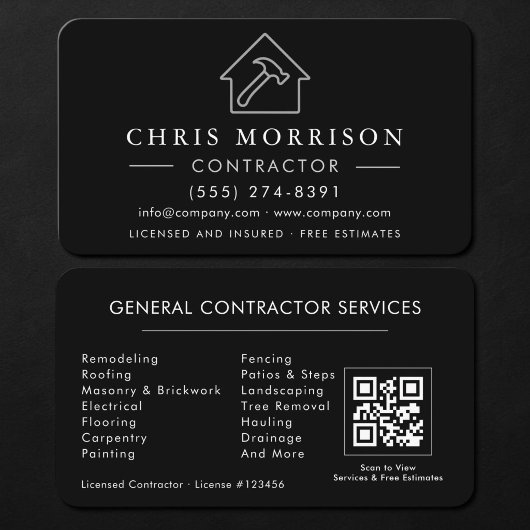 General Construction Contractor QR Code Black Visitekaartje