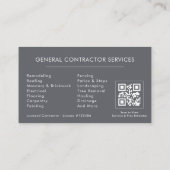 General Construction Gray Silver QR Code Visitekaartje (Achterkant)