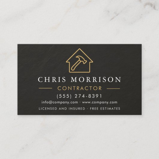 General Construction Slate Stone.Black QR Code Visitekaartje (Voorkant)