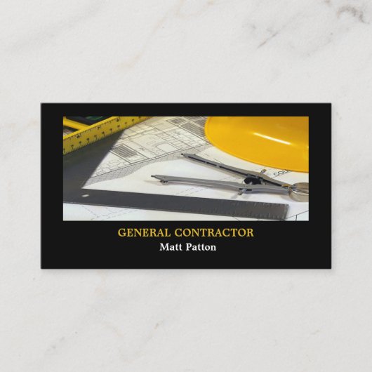 General Contractor Construction Blueprints Ruler Visitekaartje (Voorkant)
