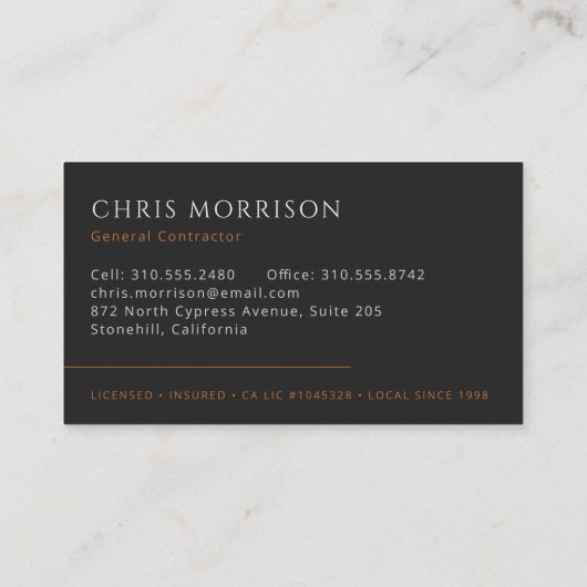 General Contractor Construction Visitekaartje (Achterkant)