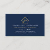 General Contractor Metallic Gold Navy Blue QR Code Visitekaartje (Voorkant)