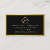 General Contractor QR Code Black & Gold Metallic Visitekaartje (Voorkant)