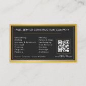 General Contractor QR Code Gold Industrial Visitekaartje (Achterkant)