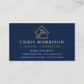 General Contractor QR Code Navy Blue Gold Visitekaartje (Voorkant)