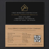 General Contractor Rustic Wood QR Code Visitekaartje