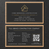 General Contractor Wood QR Code Black Gold  Visitekaartje