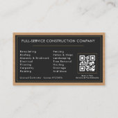 General Contractor Wood QR Code Black Gold Visitekaartje (Achterkant)