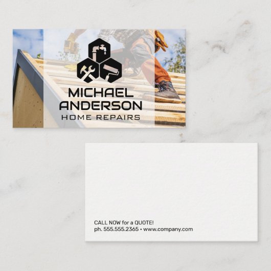 General Contractor Working on Roof Visitekaartje (Voorkant / Achterkant)