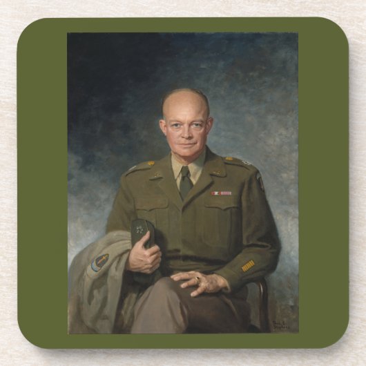 General Dwight Eisenhower 5 Star Painted Portret Bier Onderzetter (Voorkant)