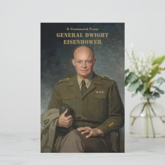 General Dwight Eisenhower 5 Star Painted Portret Briefpapier (Staand voorkant)