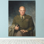 General Dwight Eisenhower 5 Star Painted Portret Canvas Afdruk (Insitu (Houten vloer))
