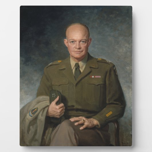 General Dwight Eisenhower 5 Star Painted Portret Fotoplaat (Voorkant)