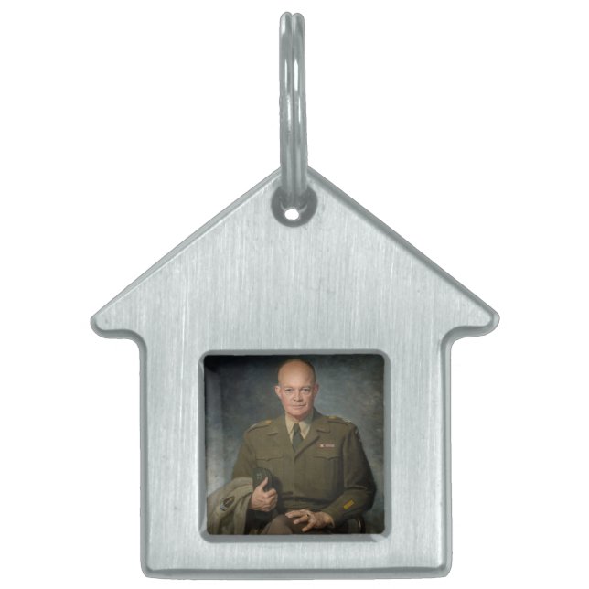 General Dwight Eisenhower 5 Star Painted Portret Huisdieren Naamplaatje (Voorkant)