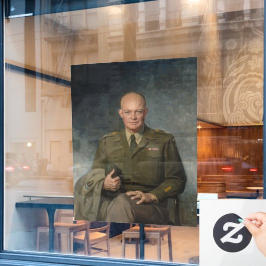 General Dwight Eisenhower 5 Star Painted Portret Raamsticker (Cafe Raam)