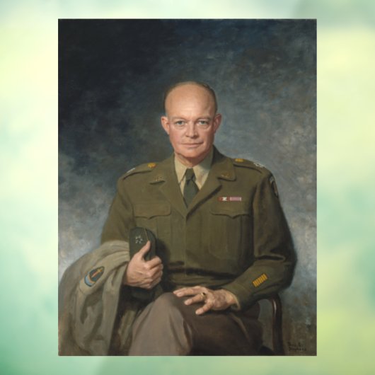 General Dwight Eisenhower 5 Star Painted Portret Raamsticker (Vel 3)