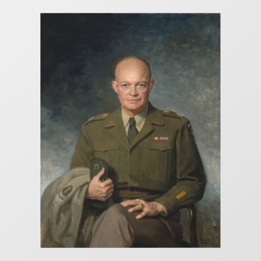General Dwight Eisenhower 5 Star Painted Portret Raamsticker (Vel)