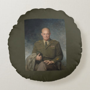 General Dwight Eisenhower 5 Star Painted Portret Rond Kussen