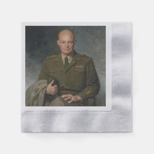 General Dwight Eisenhower 5 Star Painted Portret Servet (Voorkant)