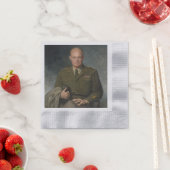 General Dwight Eisenhower 5 Star Painted Portret Servet (Insitu)