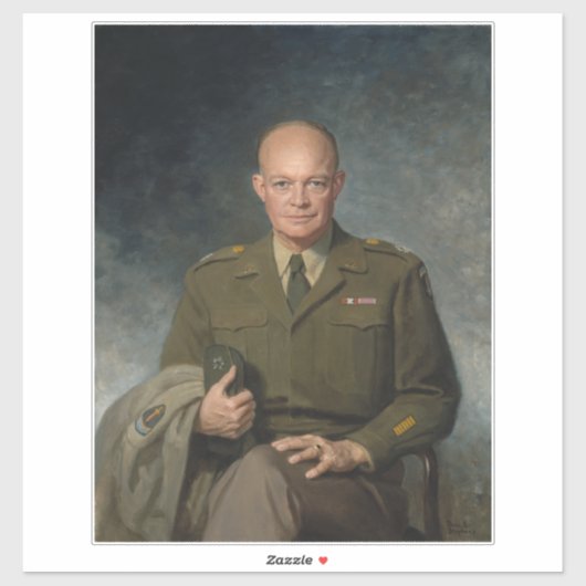 General Dwight Eisenhower 5 Star Painted Portret Sticker (Vel)