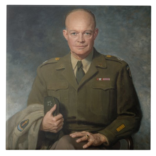 General Dwight Eisenhower 5 Star Painted Portret Tegeltje (Voorkant)