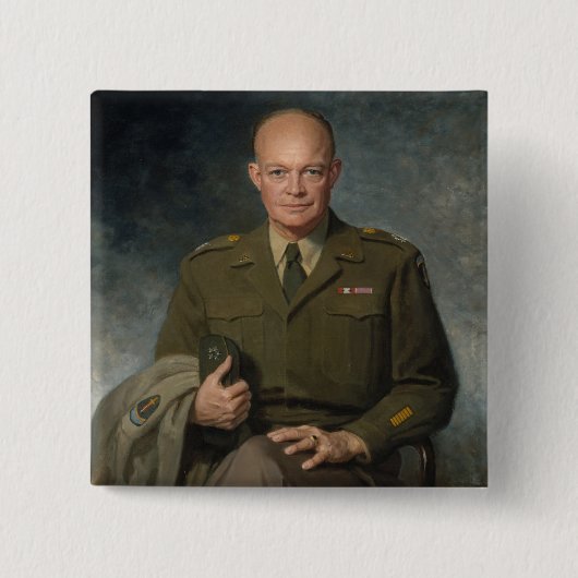General Dwight Eisenhower 5 Star Painted Portret Vierkante Button 5,1 Cm (Voorkant)