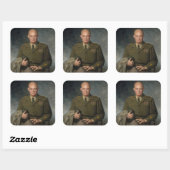 General Dwight Eisenhower 5 Star Painted Portret Vierkante Sticker (Vel)