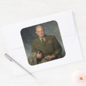General Dwight Eisenhower 5 Star Painted Portret Vierkante Sticker (Envelop)