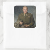 General Dwight Eisenhower 5 Star Painted Portret Vierkante Sticker (Tas)