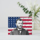 General Grant en de Amerikaanse vlag Briefkaart (Staand voorkant)