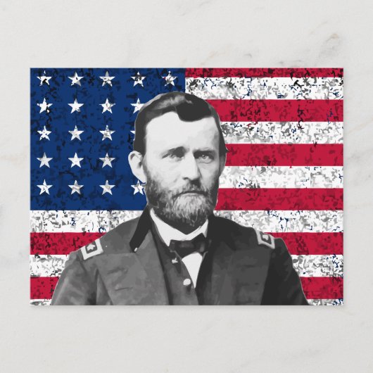 General Grant en de Amerikaanse vlag Briefkaart (Voorkant)