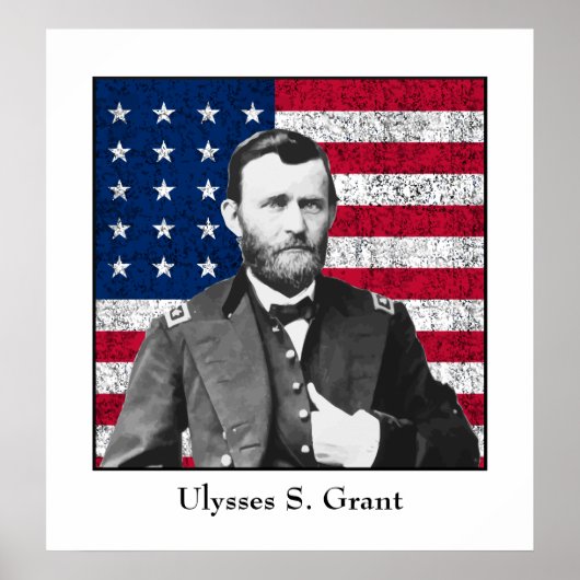 General Grant en de Amerikaanse vlag Poster (Voorkant)