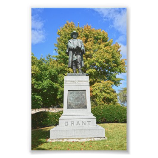 General Grant Statue, Fort Leavenworth, Kansas Foto Afdruk (Voorkant)