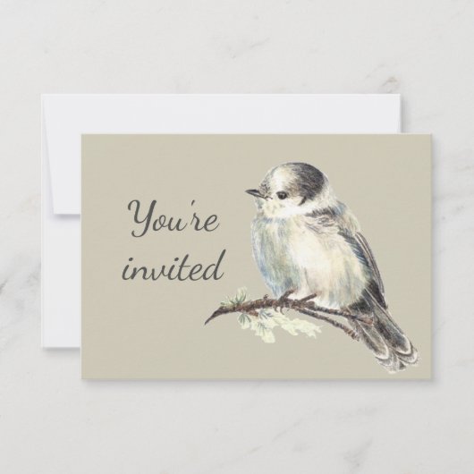 General Invite Custom Grey Jay Canada's Bird Kaart (Voorkant)