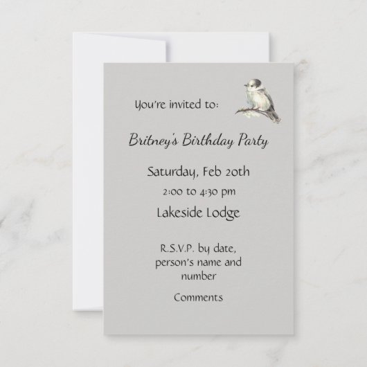 General Invite Custom Grey Jay Canada's Bird Kaart (Achterkant)