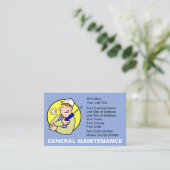 General Maintenance Cartoon Business Card Visitekaartje (Staand voorkant)