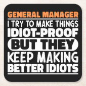 General Manager Ik probeer dingen grappig te zegge Kartonnen Onderzetters (Voorkant)