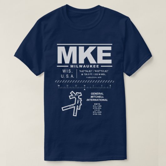 General Mitchell International Airport MKE T-shirt (Design voorkant)