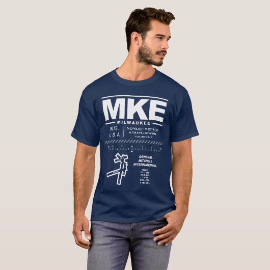 General Mitchell International Airport MKE T-shirt (Voorkant volledig)