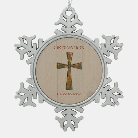 General Ordination Gefeliciteerd, Metal Design C Tin Sneeuwvlok Ornament (Voorkant)