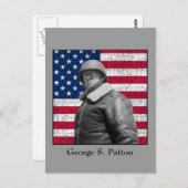 General Patton en de Amerikaanse vlag Briefkaart (Voorkant / Achterkant)