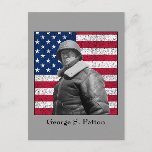 General Patton en de Amerikaanse vlag Briefkaart (Voorkant)