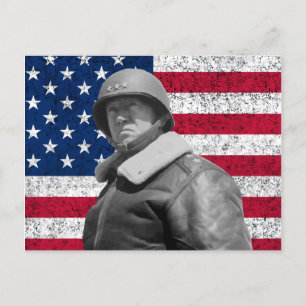 General Patton en de Amerikaanse vlag Briefkaart