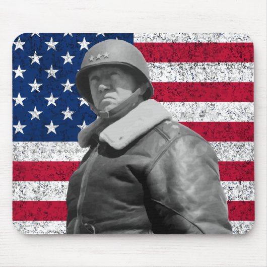 General Patton en de Amerikaanse vlag Muismat (Voorkant)