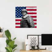 General Patton en de Amerikaanse vlag Poster (Thuiskantoor)