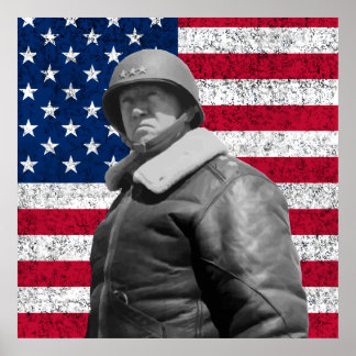 General Patton en de Amerikaanse vlag Poster