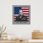 General Puller en de Amerikaanse vlag Poster (Keuken)