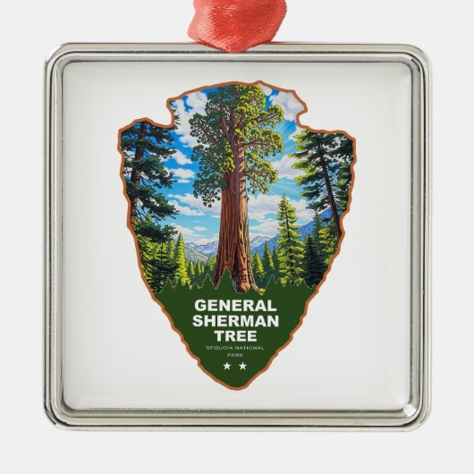 General Sherman Tree Sequoia NP Arrowhead Metalen Ornament (Voorkant)